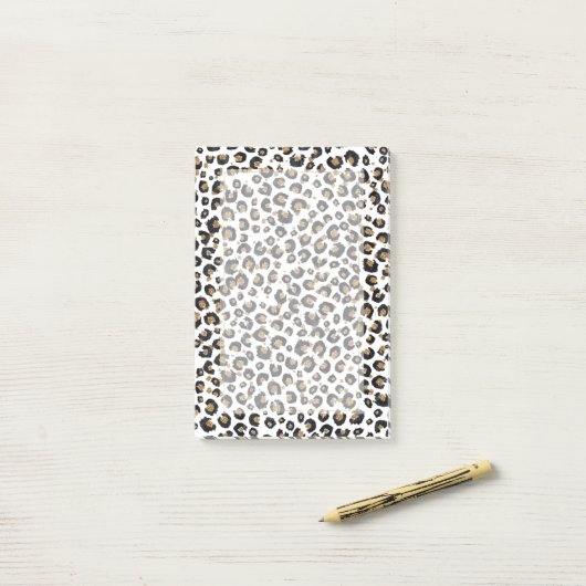 Elegantes Gold Glitzer Leopard Muster Post-it Klebezettel (Auf Schreibtisch)