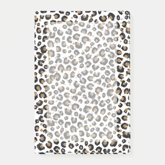 Elegantes Gold Glitzer Leopard Muster Post-it Klebezettel (Vorderseite)