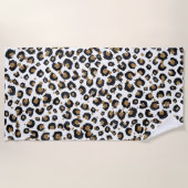 Elegantes Gold Glitzer Leopard Muster Strandtuch (Vorderseite)