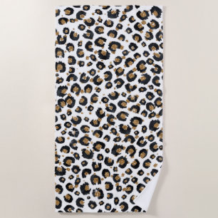 Elegantes Gold Glitzer Leopard Muster Strandtuch
