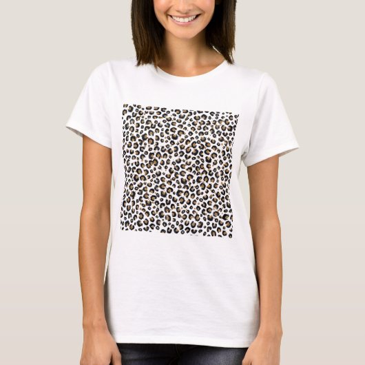 Elegantes Gold Glitzer Leopard Muster T-Shirt (Vorderseite)
