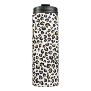Elegantes Gold Glitzer Leopard Muster Thermosbecher