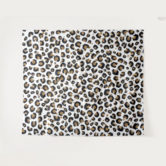 Elegantes Gold Glitzer Leopard Muster Wandteppich (Vorderseite (Horizontal))