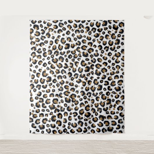 Elegantes Gold Glitzer Leopard Muster Wandteppich (Vorderseite)