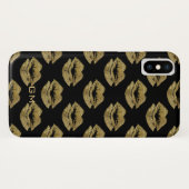 Elegantes Gold Glitzer Lips Muster Case-Mate iPhone Hülle (Rückseite (Horizontal))