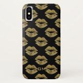 Elegantes Gold Glitzer Lips Muster Case-Mate iPhone Hülle (Rückseite)