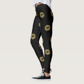 Elegantes Gold Glitzer Lips Muster Leggings (Links)
