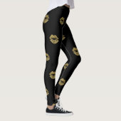 Elegantes Gold Glitzer Lips Muster Leggings (Rechts)