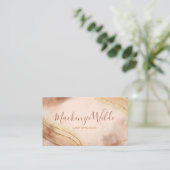 Elegantes Gold Glitzer Marble Agate Chic Skript Visitenkarte (Stehend Vorderseite)