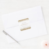 Elegantes Gold Glitzer Name Date Brautparty Quadratischer Aufkleber (Umschlag)