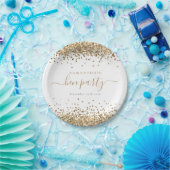 Elegantes Gold Glitzer Name Datum Hen Party Pappteller (Party)
