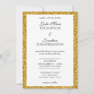 Elegantes Gold Glitzer Party Hochzeit Einladung