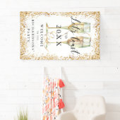 Elegantes Gold Glitzer Party Willkommensbanner Banner (Insitu)