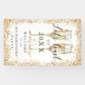 Elegantes Gold Glitzer Party Willkommensbanner Banner (Horizontal)