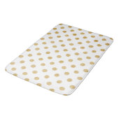 Elegantes Gold Glitzer Polka Dots Muster Badematte (Schrägansicht)