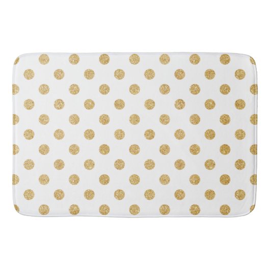 Elegantes Gold Glitzer Polka Dots Muster Badematte (Vorderseite)