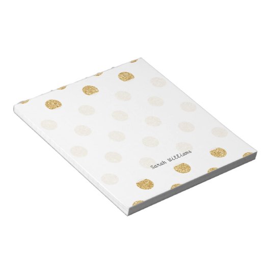 Elegantes Gold Glitzer Polka Dots Muster Notizblock (angewinkelt)