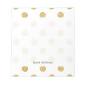 Elegantes Gold Glitzer Polka Dots Muster Notizblock (Vorderseite)
