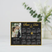 Elegantes Gold Glitzer Script Foto Save the Date Ankündigungspostkarte (Stehend Vorderseite)