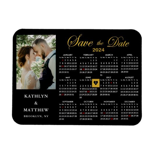 Elegantes Gold Glitzer Script Foto Save the Date Magnet (Horizontal)