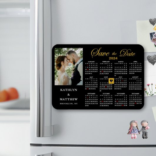Elegantes Gold Glitzer Script Foto Save the Date Magnet