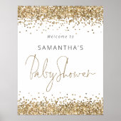 Elegantes Gold Glitzer Script Willkommen bei Baby  Poster (Vorne)
