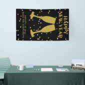 Elegantes Gold Glitzer Sparkle Silvester Party Banner (Messeveranstaltung)