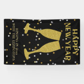 Elegantes Gold Glitzer Sparkle Silvester Party Banner (Horizontal)