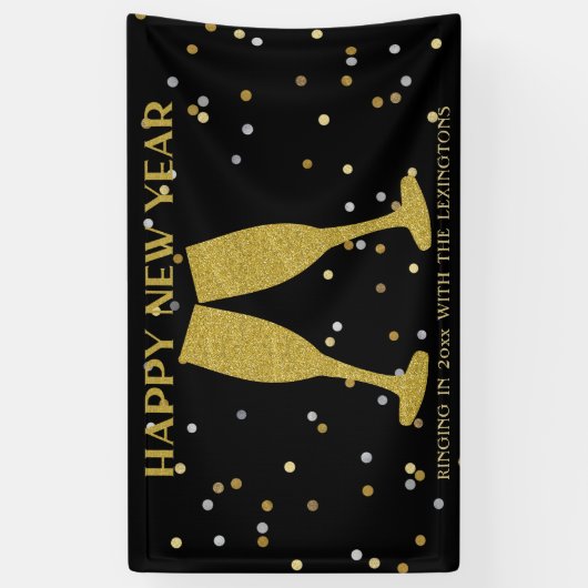 Elegantes Gold Glitzer Sparkle Silvester Party Banner (Vertikal)