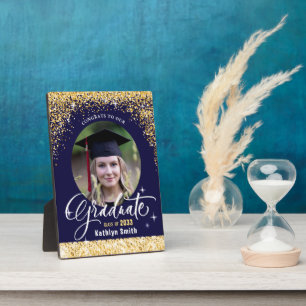 Elegantes Gold Glitzer Sparkling Abschluss Foto Fotoplatte