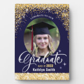 Elegantes Gold Glitzer Sparkling Abschluss Foto Fotoplatte (Vorderseite)