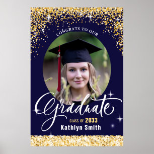 Elegantes Gold Glitzer Sparkling Abschluss Foto Poster