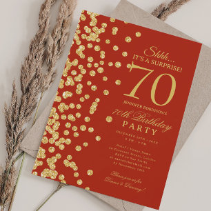 Elegantes Gold-Glitzer-Überraschung 70. Geburtstag Einladung