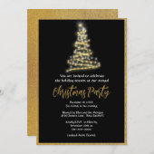 Elegantes Gold Glitzer Weihnachts-Party Einladung (Vorne/Hinten)