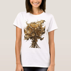Elegantes Gold GOLDENE BLUMEN Tragbare Kunst T-Shirt
