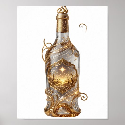 Elegantes Gold GOLDENE WÜNSCHE Poster (Vorne)