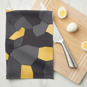 Elegantes Gold, grau und schwarz Mosaik Geschirrtuch (Viertel Falte)