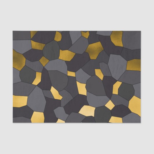 Elegantes Gold, grau und schwarz Mosaik Seidenpapier (Vorderseite)