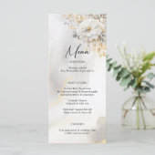 Elegantes Gold Gray Gold Floral Wedding MENU Menükarte (Stehend Vorderseite)