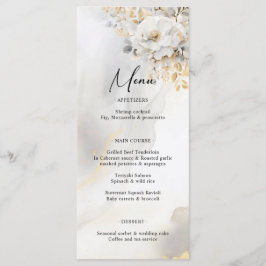 Elegantes Gold Gray Gold Floral Wedding MENU Menükarte
