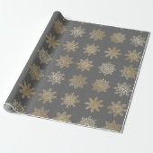 Elegantes Gold & Gray Snowflake Weihnachtsmuster Geschenkpapier (Ungerollt)