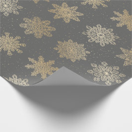 Elegantes Gold & Gray Snowflake Weihnachtsmuster Geschenkpapier