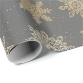 Elegantes Gold & Gray Snowflake Weihnachtsmuster Geschenkpapier (Rolleneckpunkt)