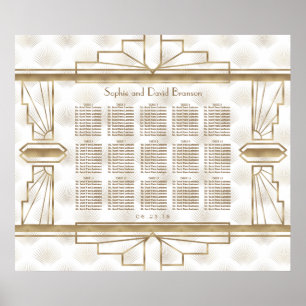 Elegantes Gold Great Gatsby Wedding Seating Chart Poster