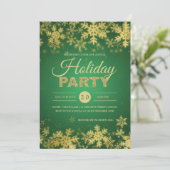 Elegantes Gold & Green Corporate Weihnachts-Party Einladung (Stehend Vorderseite)