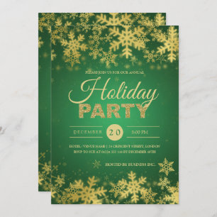 Elegantes Gold & Green Corporate Weihnachts-Party Einladung