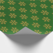 Elegantes Gold Green Glitzer Snowflakes Muster Geschenkpapier (Ecke)