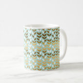 Elegantes Gold Green Leaf Muster Kaffeetasse (VorderseiteRechts)