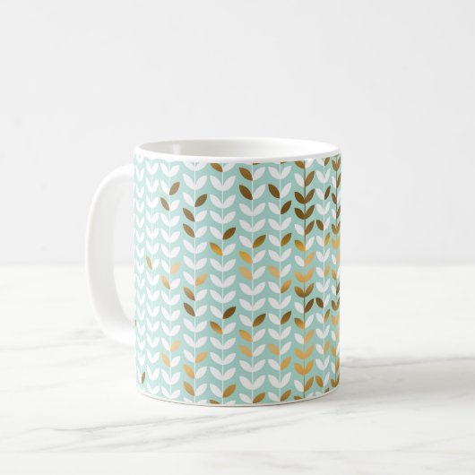 Elegantes Gold Green Leaf Muster Kaffeetasse (Vorderseite Links)