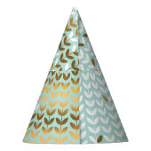 Elegantes Gold Green Leaf Muster Partyhütchen (Rückseite)